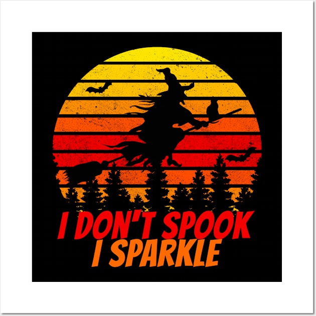 I don't spook I sparkle halloween vintage sunset witch Wall Art by Nadey